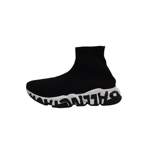 Balenciaga Recycled Knit Graffiti Sneaker In Black Polyester - Picture 6 of 8